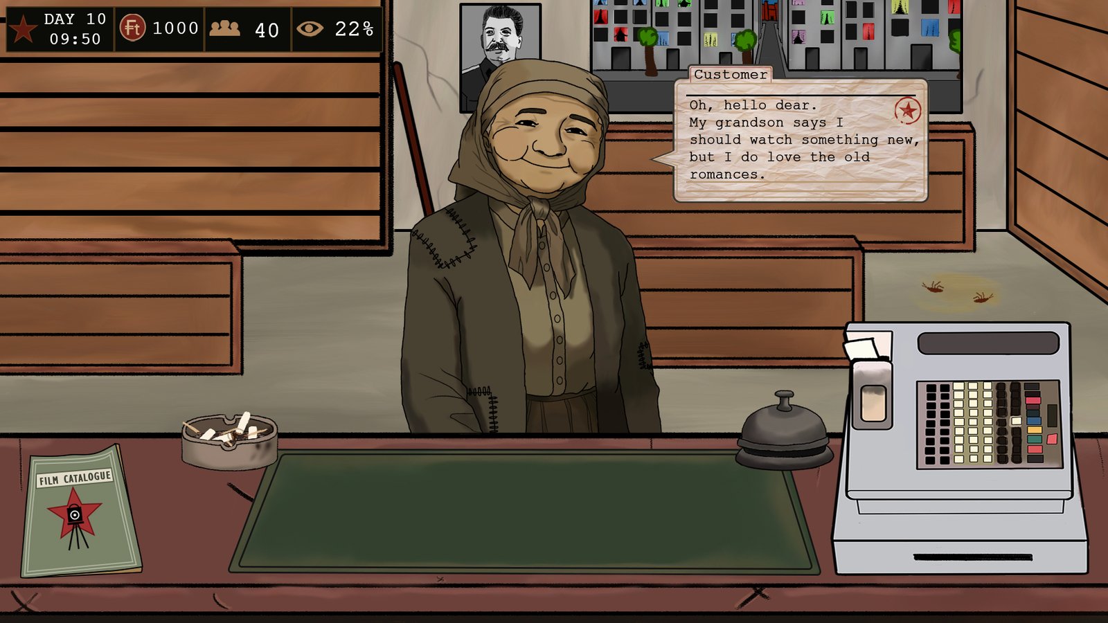 Shopkeeper at the counter